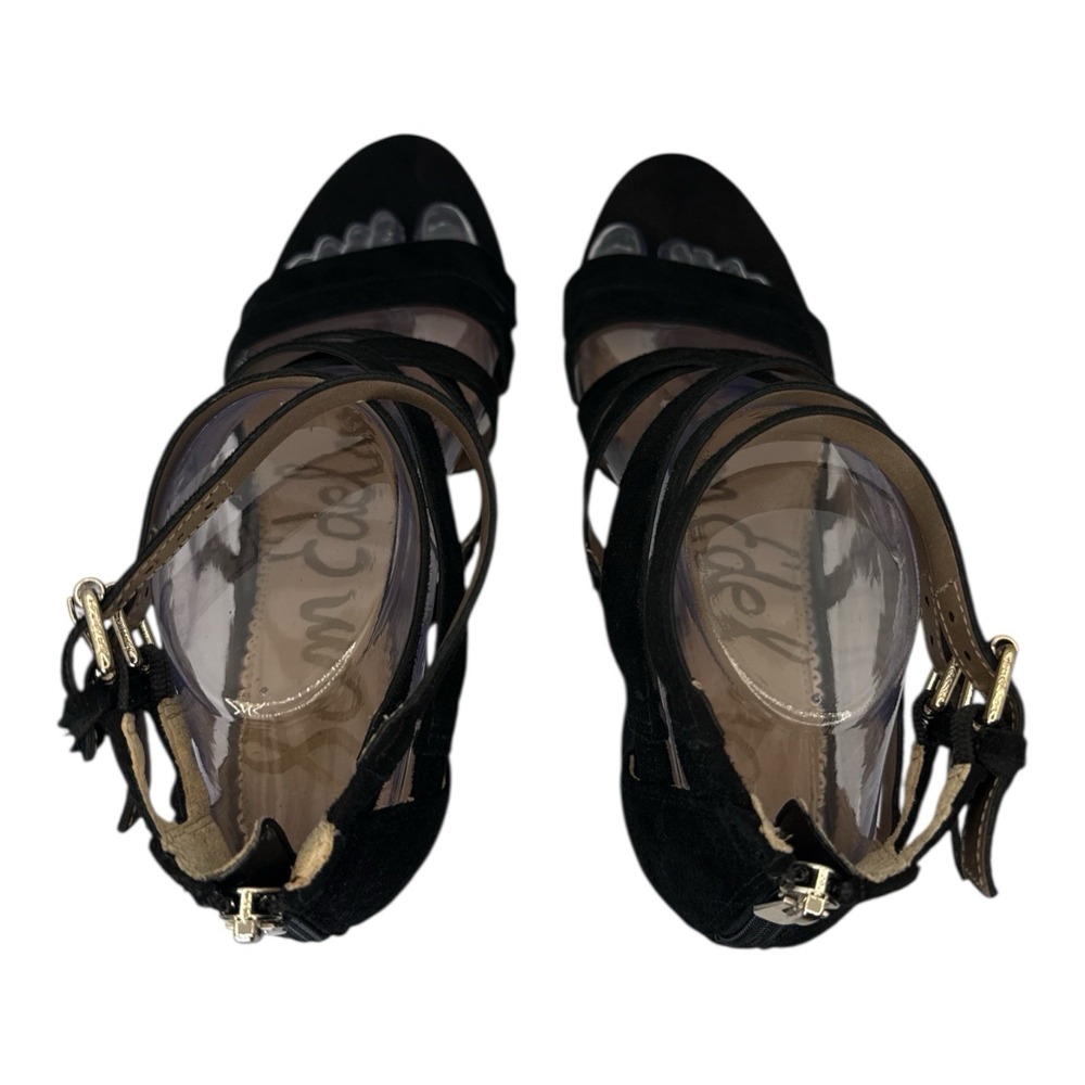Sam Edelman Women's Black‎ Suede Yema Strappy Sandal Block Heels Size 7.5 - Picture 7 of 9